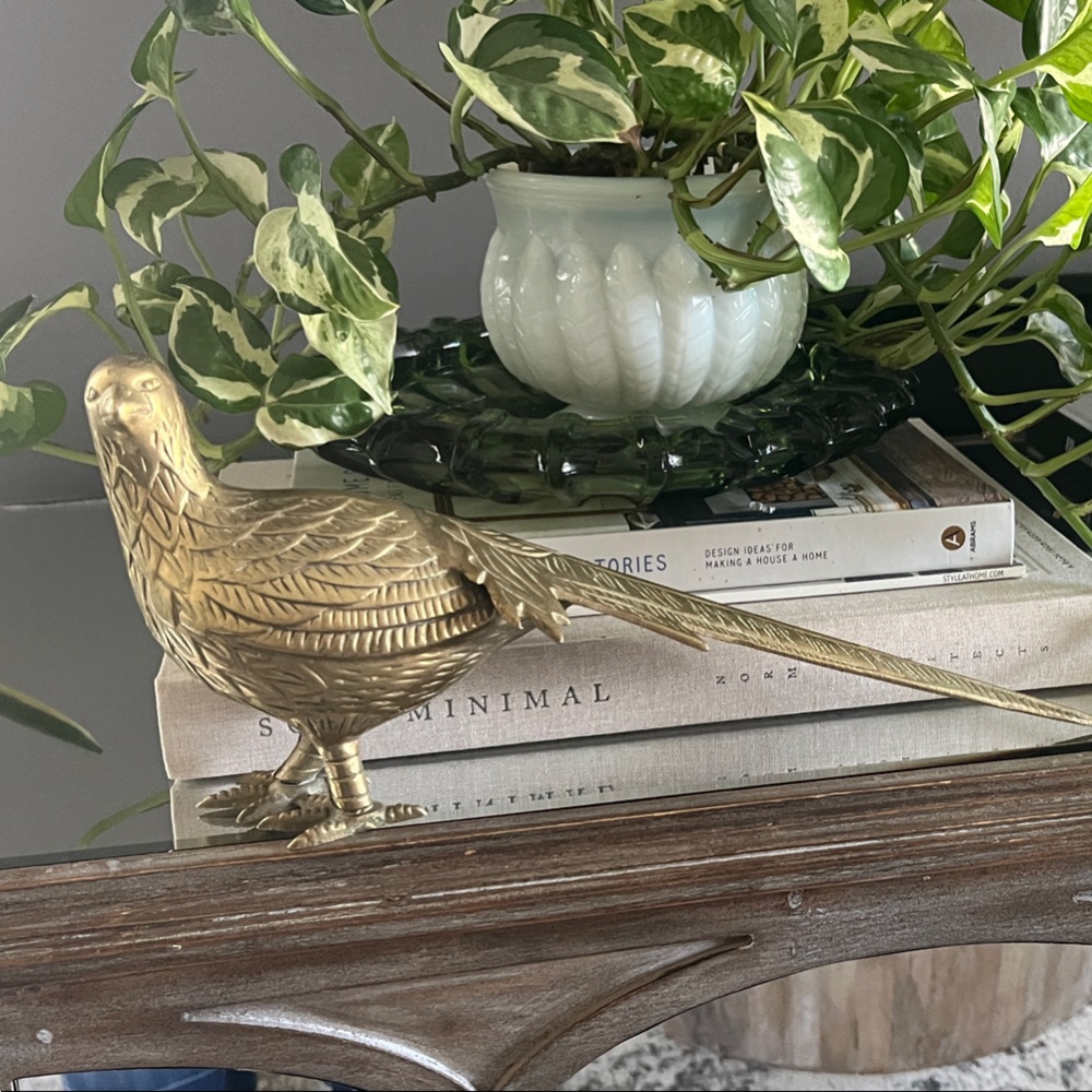 Large Brass vintage pheasant bird Decor MCM